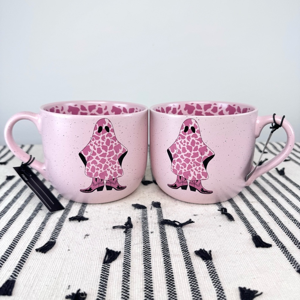 NEW Better Living Leopard Cowgirl Ghost Halloween Mugs